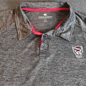NC State Wolfpack Shirt Mens XL Gray Red NCAA Basketball Polo Wolfpack Colosseum